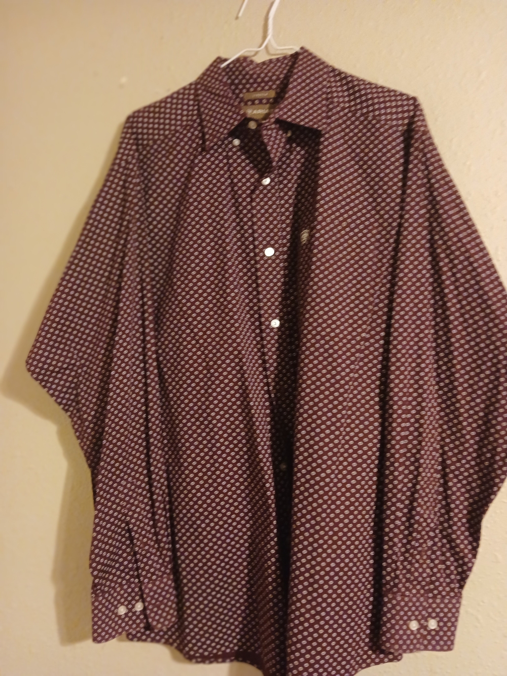 Ariat Men's Burgundy Geometric-Print Dress Shirt